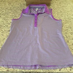 Under Armour Golf Stripe Sleeveless Polo Shirt S